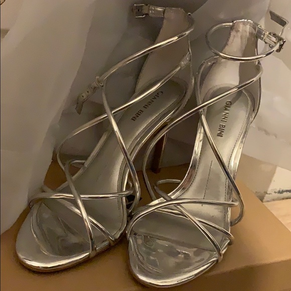 Silver, strappy, heels. - Picture 2 of 2